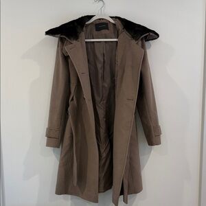 Zara Brown Trench Coat with Black Collar